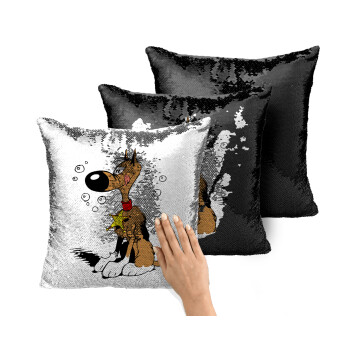 Rantanplan, Μαξιλάρι καναπέ Μαγικό Μαύρο με πούλιες 40x40cm περιέχεται το γέμισμα