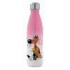 Metal mug thermos Pink/White (Stainless steel), double wall, 500ml
