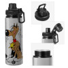 Metallic water bottle with safety cap, 850ml aluminum