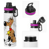 Metallic water bottle with safety lid, 850ml aluminum