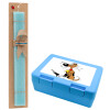 Easter Set, children's snack container BLUE & Easter aromatic flat candle (30cm) (TURQUOISE)