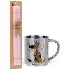 Easter Set, metallic thermal cup (300ml) & aromatic flat Easter candle (30cm) (PINK)