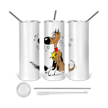 Rantanplan, 360 Eco friendly stainless steel tumbler 600ml, with metal straw & cleaning brush