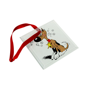 Rantanplan, Christmas ornament, glass square ornament 9x9cm