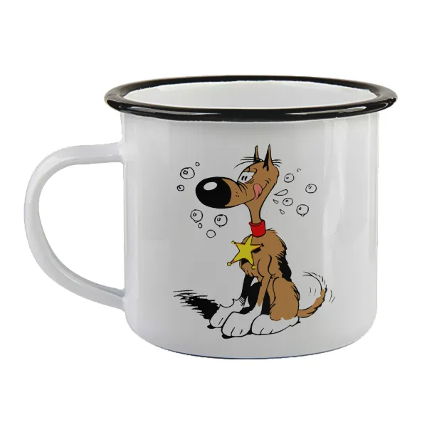 Rantanplan — Enamel mug with black rim, 360ml