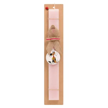 Rantanplan, Easter Set, wooden keychain & scented flat Easter candle (30cm) (PINK)