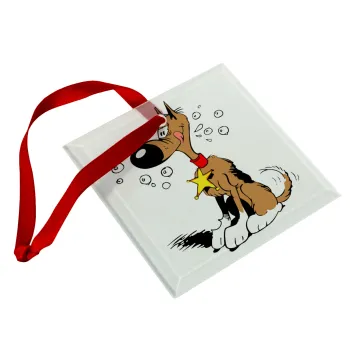 Rantanplan, Christmas ornament, glass square ornament 9x9cm