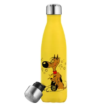 Rantanplan (Ρανταπλάν), Μεταλλικό παγούρι θερμός Κίτρινος (Stainless steel), διπλού τοιχώματος, 500ml