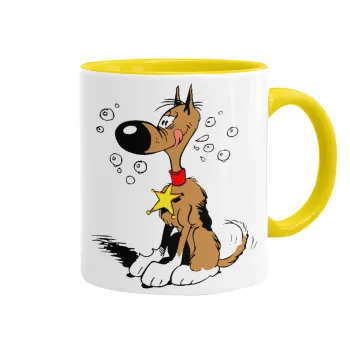 Rantanplan (Ρανταπλάν), Κούπα χρωματιστή κίτρινη, κεραμική, 330ml