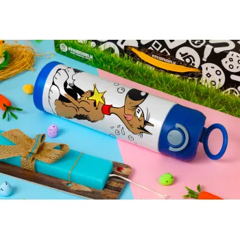 Rantanplan (Ρανταπλάν), Πασχαλινή Λαμπάδα με Παιδικό παγούρι θερμό, ανοξείδωτο, με καλαμάκι ασφαλείας, ΜΠΛΕ (500ml)