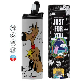 Rantanplan (Ρανταπλάν), Tumbler ποτήρι θερμό ΓΚΡΙ από ανοξείδωτο ατσάλι 600ml