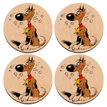 Rantanplan (Ρανταπλάν), ΣΕΤ x4 Σουβέρ ξύλινα στρογγυλά plywood (9cm)