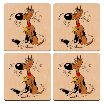 Rantanplan, ΣΕΤ x4 Σουβέρ ξύλινα τετράγωνα plywood (9cm)