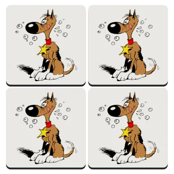 Rantanplan, ΣΕΤ 4 Σουβέρ ξύλινα τετράγωνα (9cm)