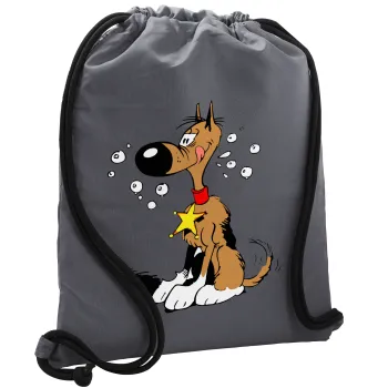 Rantanplan (Ρανταπλάν), Τσάντα πλάτης πουγκί GYMBAG ΓΚΡΙ, με τσέπη (40x48cm) & χονδρά κορδόνια