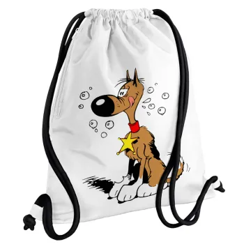 Rantanplan, Backpack pouch GYMBAG white, with pocket (40x48cm) & thick cords