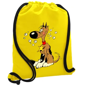 Rantanplan, Backpack pouch GYMBAG Yellow, with pocket (40x48cm) & thick cords