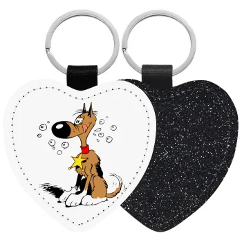 Rantanplan (Ρανταπλάν), Μπρελόκ PU δερμάτινο glitter καρδιά ΜΑΥΡΟ