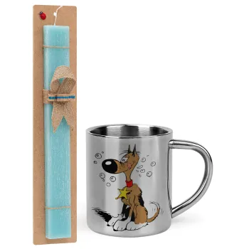 Rantanplan (Ρανταπλάν), Πασχαλινή Λαμπάδα με μεταλλική κούπα θερμό (300ml) & κερί αρωματικό πλακέ (30cm) (ΤΙΡΚΟΥΑΖ)