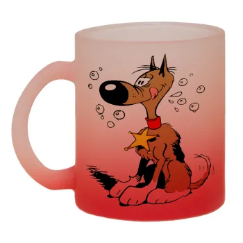 Rantanplan, Κούπα γυάλινη δίχρωμη με βάση το κόκκινο ματ, 330ml