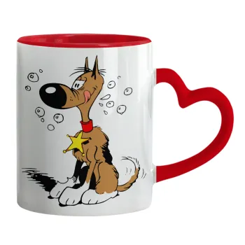 Rantanplan, Mug heart red handle, ceramic, 330ml