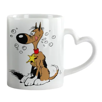 Rantanplan (Ρανταπλάν), Κούπα καρδιά χερούλι λευκή, κεραμική, 330ml