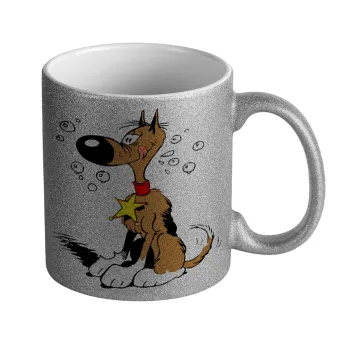 Rantanplan (Ρανταπλάν), Κούπα Ασημένια Glitter που γυαλίζει, κεραμική, 330ml