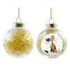 Transparent Christmas tree ball ornament with gold filling 8cm