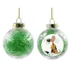 Transparent Christmas tree ball ornament with green filling 8cm