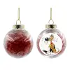 Transparent Christmas tree ball ornament with red filling 8cm