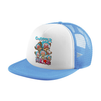 Chopper One Piece, Καπέλο παιδικό Soft Trucker με Δίχτυ Γαλάζιο/Λευκό