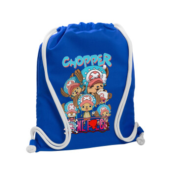 Chopper One Piece, Backpack pouch GYMBAG Blue, with pocket (40x48cm) & thick cords