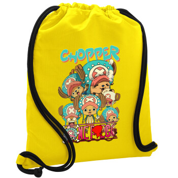 Chopper One Piece, Backpack pouch GYMBAG Yellow, with pocket (40x48cm) & thick cords