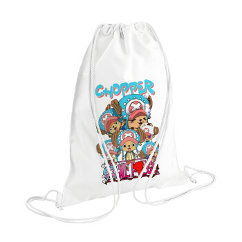 Chopper One Piece, Τσάντα πλάτης πουγκί GYMBAG λευκή (28x40cm)