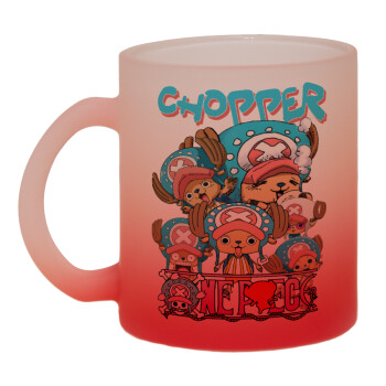 Chopper One Piece, Κούπα γυάλινη δίχρωμη με βάση το κόκκινο ματ, 330ml