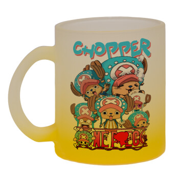 Chopper One Piece, Κούπα γυάλινη δίχρωμη με βάση το κίτρινο ματ, 330ml