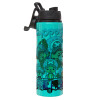 Metallic water bottle with safety lid, 850ml aluminum