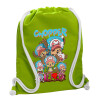 Backpack bag GYMBAG LIME GREEN, with pocket (40x48cm) & thick cords