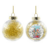 Transparent Christmas tree ball ornament with gold filling 8cm
