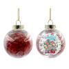 Transparent Christmas tree ball ornament with red filling 8cm