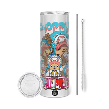 Chopper One Piece, Eco friendly stainless steel tumbler 600ml, with metal straw & cleaning brush