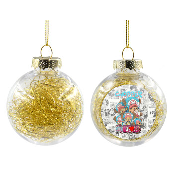 Chopper One Piece, Χριστουγεννιάτικη μπάλα δένδρου διάφανη με χρυσό γέμισμα 8cm