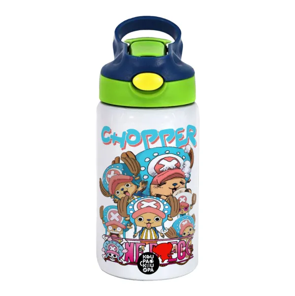 Chopper One Piece — Παιδικό παγούρι θερμό, ανοξείδωτο, με καλαμάκι ασφαλείας, πράσινο/μπλε (350ml)