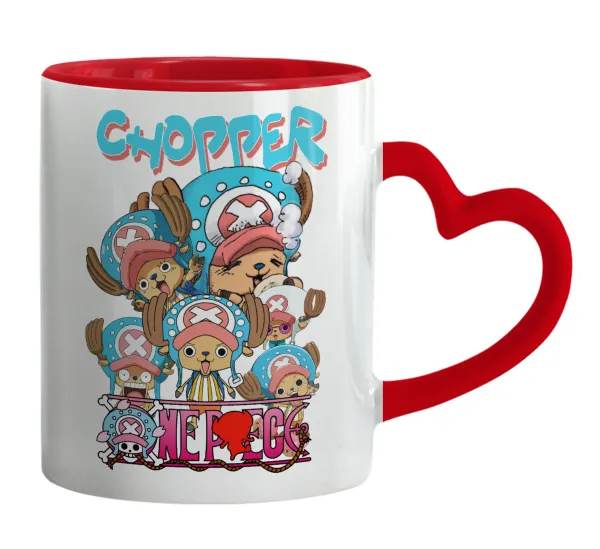 Chopper One Piece — Κούπα καρδιά χερούλι κόκκινη, κεραμική, 330ml