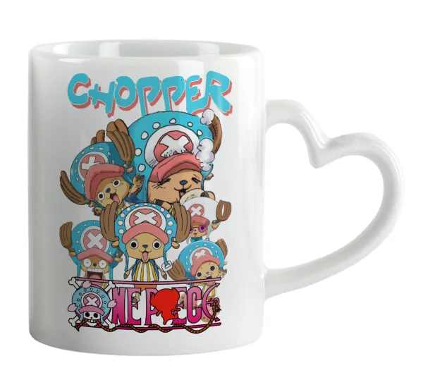 Chopper One Piece — Κούπα καρδιά χερούλι λευκή, κεραμική, 330ml