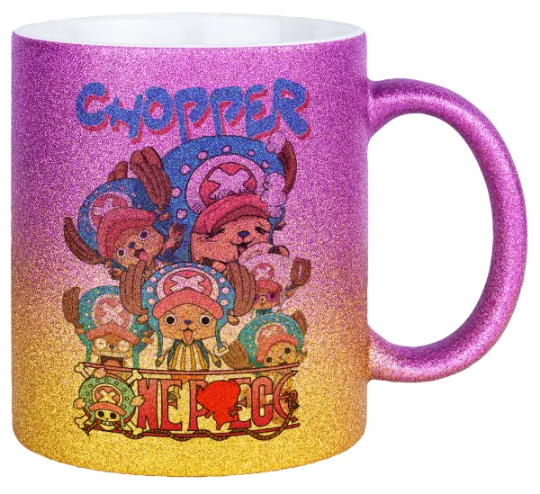 Chopper One Piece — Κούπα Χρυσή/Ροζ Glitter, κεραμική, 330ml