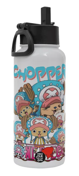 Chopper One Piece — Metal mug thermo White with Straw and Spout Lid (Stainless steel), double wall, 950ml
