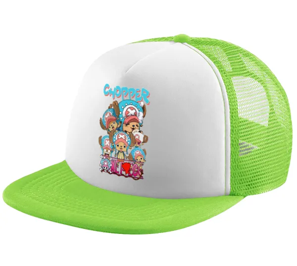 Chopper One Piece — Καπέλο Ενηλίκων Soft Trucker με Δίχτυ ΠΡΑΣΙΝΟ/ΛΕΥΚΟ (POLYESTER, ΕΝΗΛΙΚΩΝ, ONE SIZE)