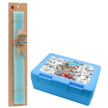 Chopper One Piece, Easter Set, children's snack container BLUE & Easter aromatic flat candle (30cm) (TURQUOISE)