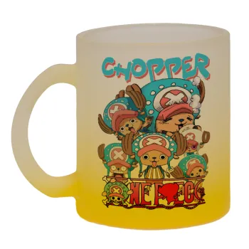 Chopper One Piece, Κούπα γυάλινη δίχρωμη με βάση το κίτρινο ματ, 330ml